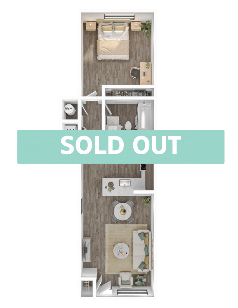 1 Bedroom 1 Bathroom Floorplan 668 SQFT